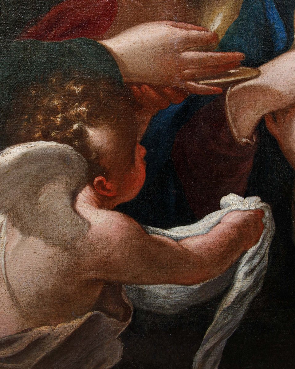 Scuola emiliana della metà del XVII secolo, La Vergine riceve l’Eucarestia da San Giovanni-photo-6