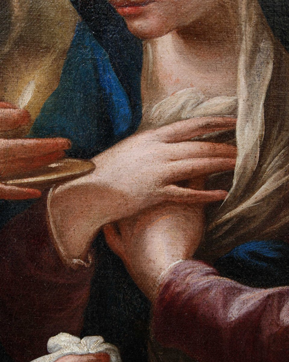 Scuola emiliana della metà del XVII secolo, La Vergine riceve l’Eucarestia da San Giovanni-photo-8