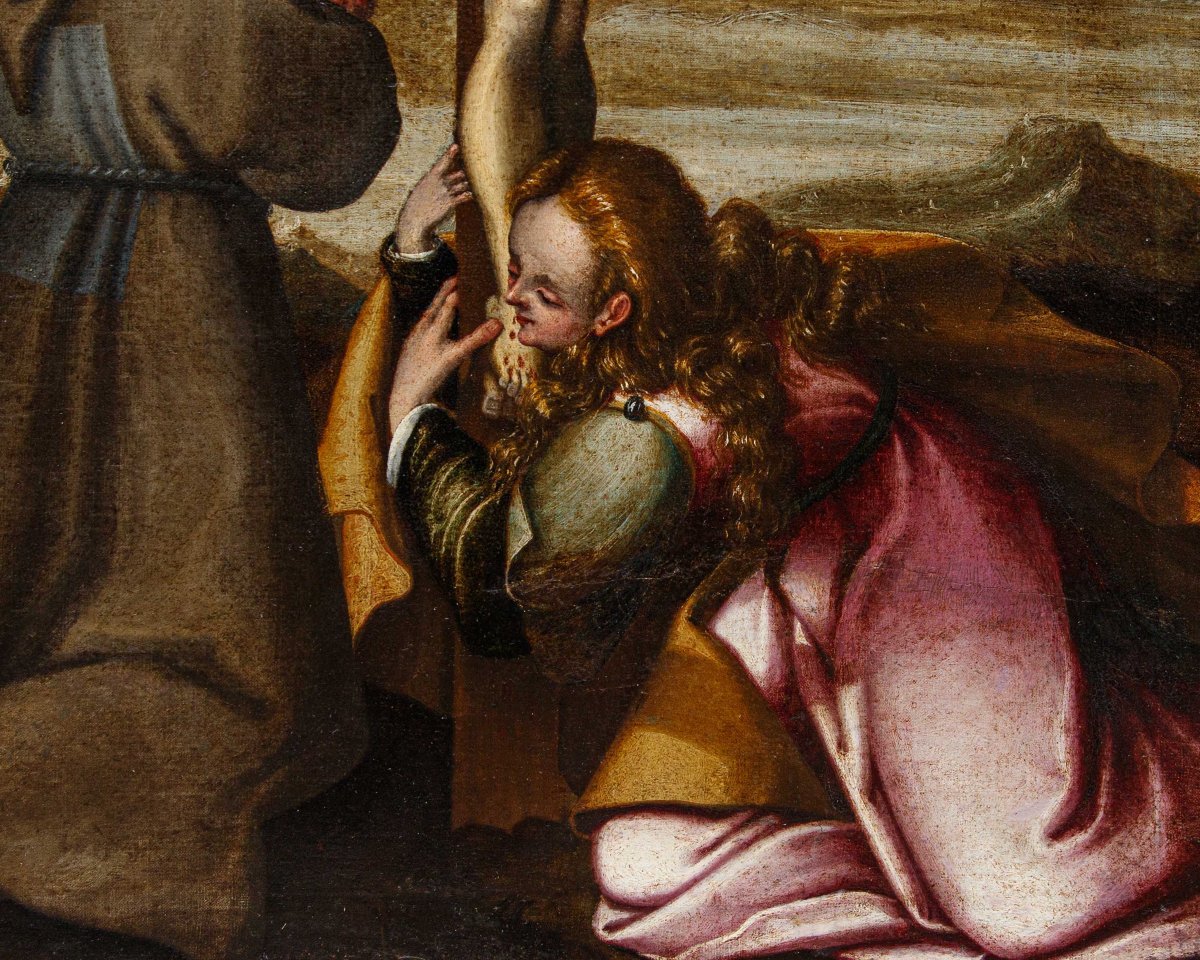 Marcantonio Mainardi (Cremona, 1570 ca – 1629), Crocifissione con Maddalena e un santo francesc-photo-4