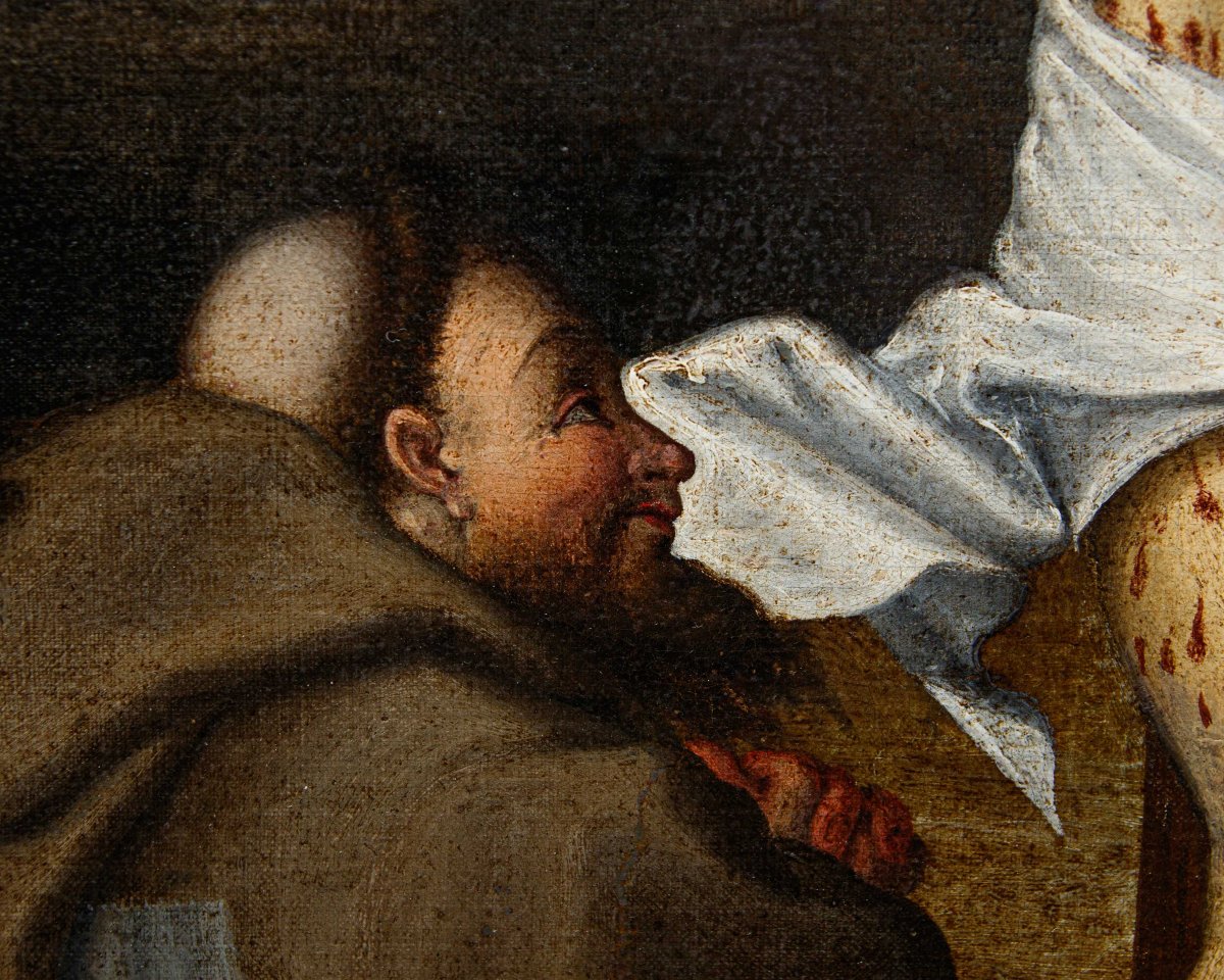 Marcantonio Mainardi (Cremona, 1570 ca – 1629), Crocifissione con Maddalena e un santo francesc-photo-4