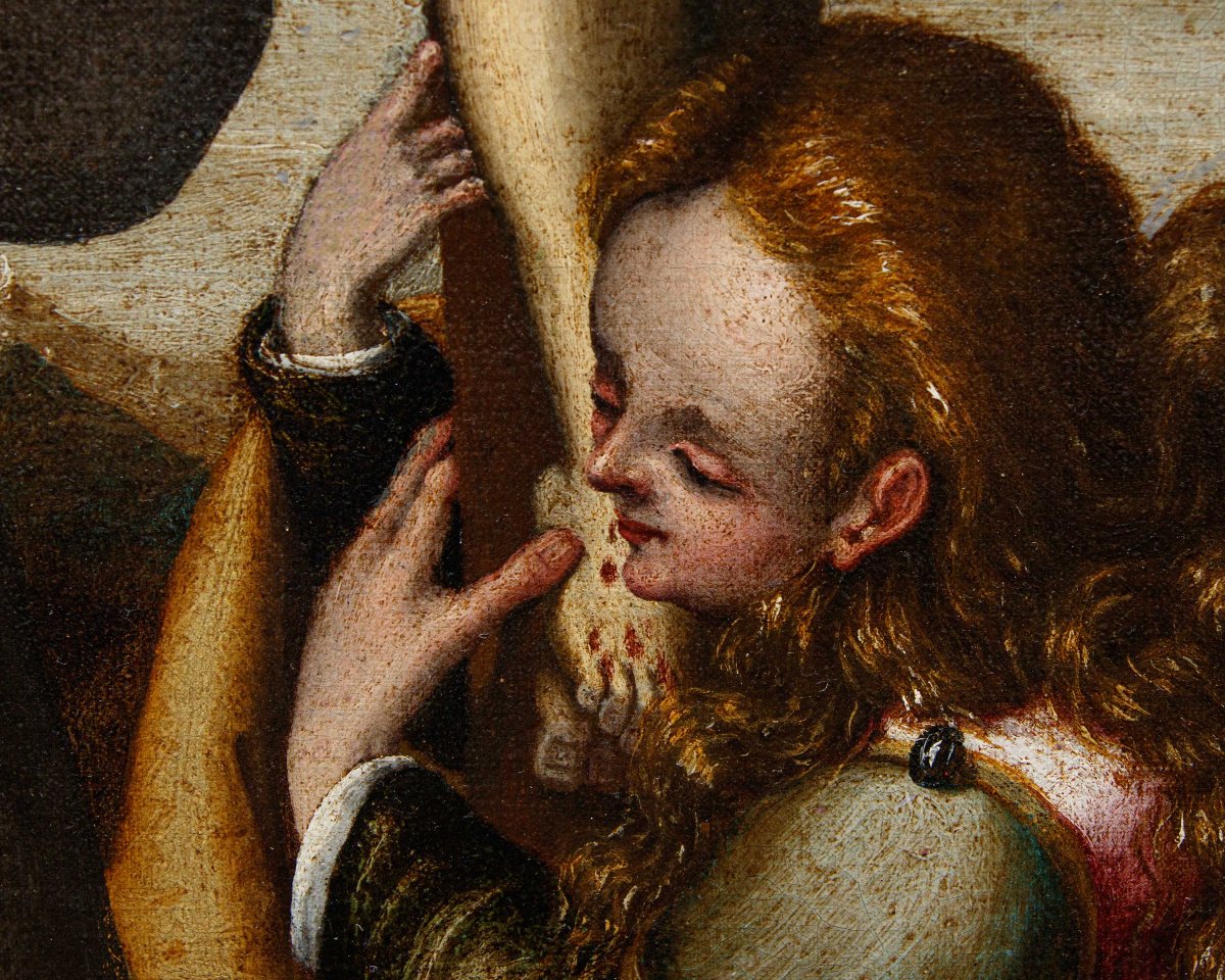 Marcantonio Mainardi (Cremona, 1570 ca – 1629), Crocifissione con Maddalena e un santo francesc-photo-5