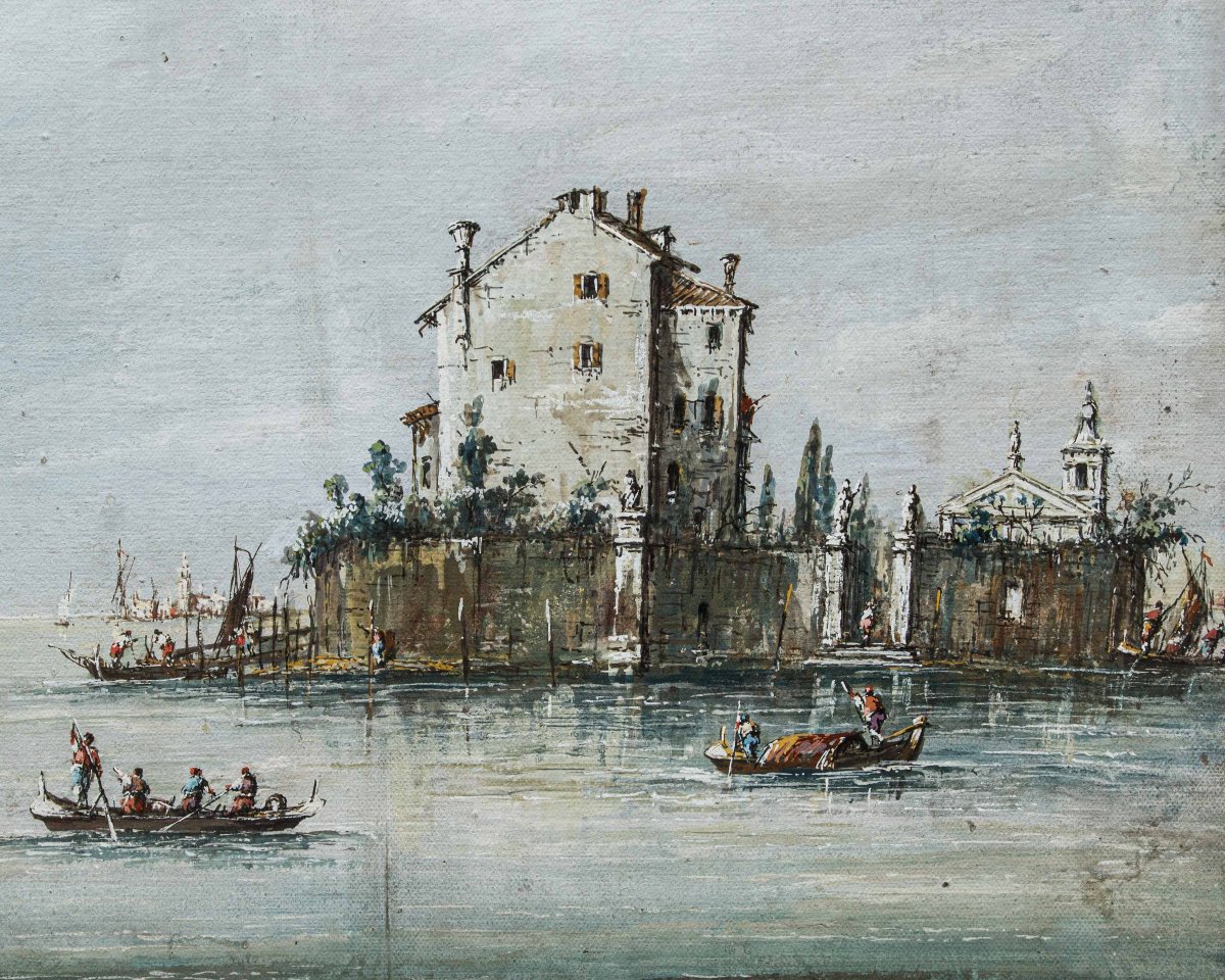 Seguace di Giacomo Guardi (Venezia 1764 – 1835), Paesaggio lagunare-photo-1