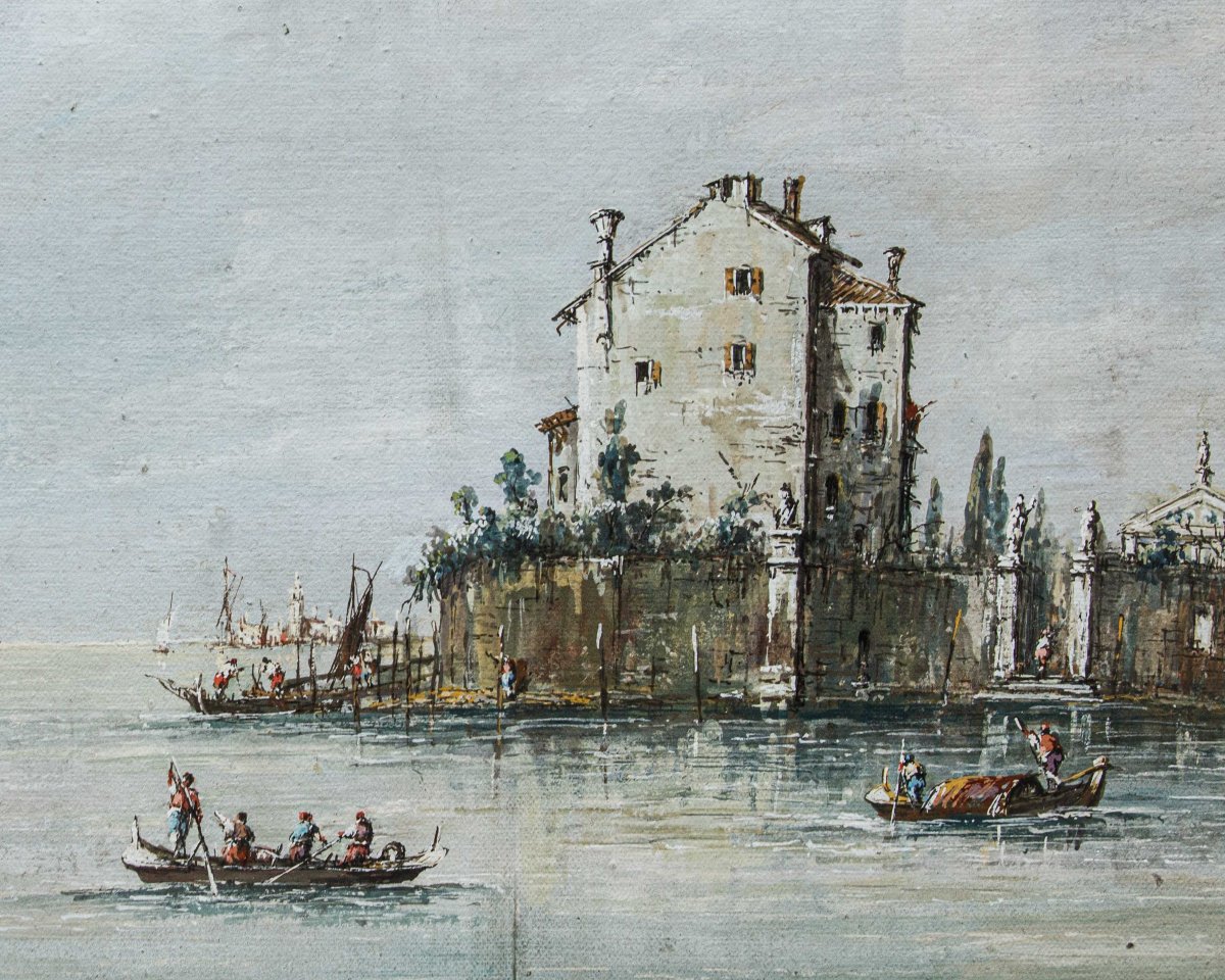 Seguace di Giacomo Guardi (Venezia 1764 – 1835), Paesaggio lagunare-photo-3