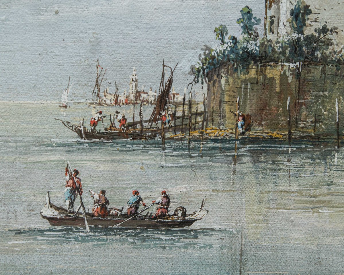 Seguace di Giacomo Guardi (Venezia 1764 – 1835), Paesaggio lagunare-photo-5