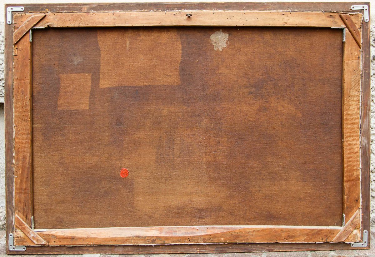 Scuola veneta del XVIII secol, Paesaggio con lago e torre circolare-photo-2