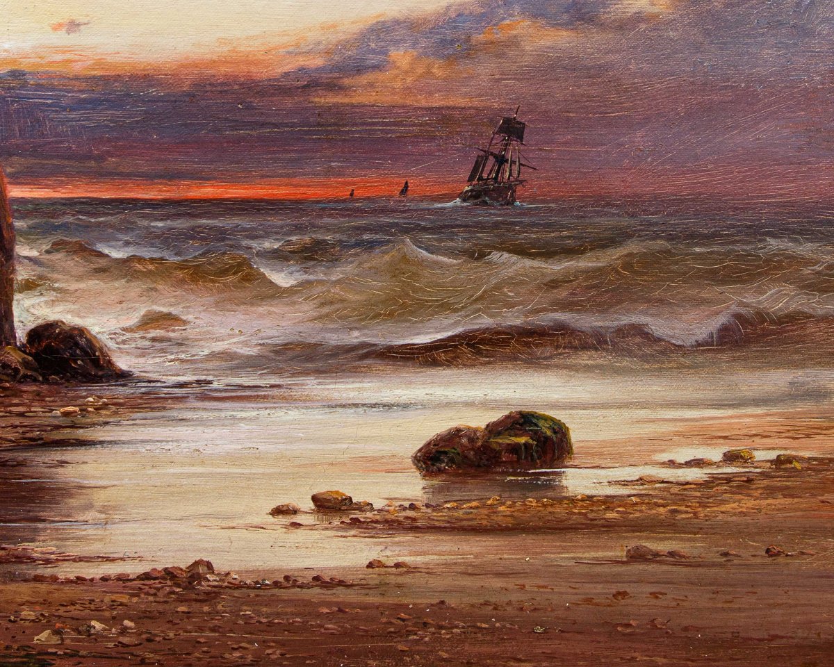 Sidney Yates Johnson (Londra, attivo dal 1890 – 1926), Veduta marina al tramonto-photo-1