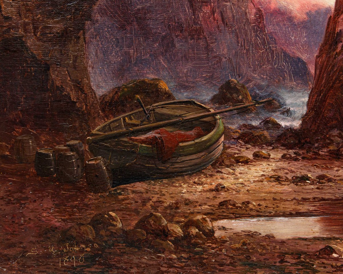 Sidney Yates Johnson (Londra, attivo dal 1890 – 1926), Veduta marina al tramonto-photo-3