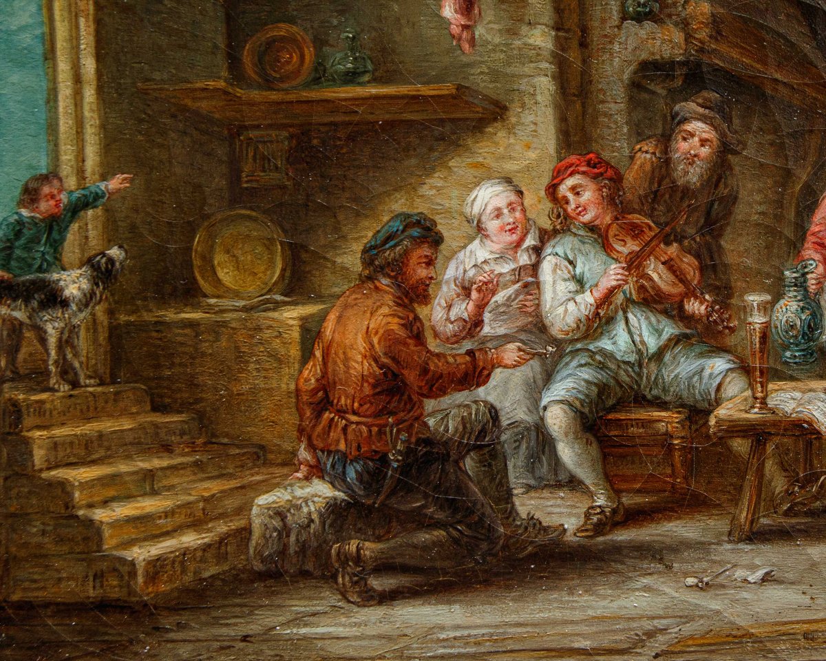 Seguace di Egbert van Heemskerck (Haarlem, 1634 – Londra, 1704), Concerto in osteria-photo-1