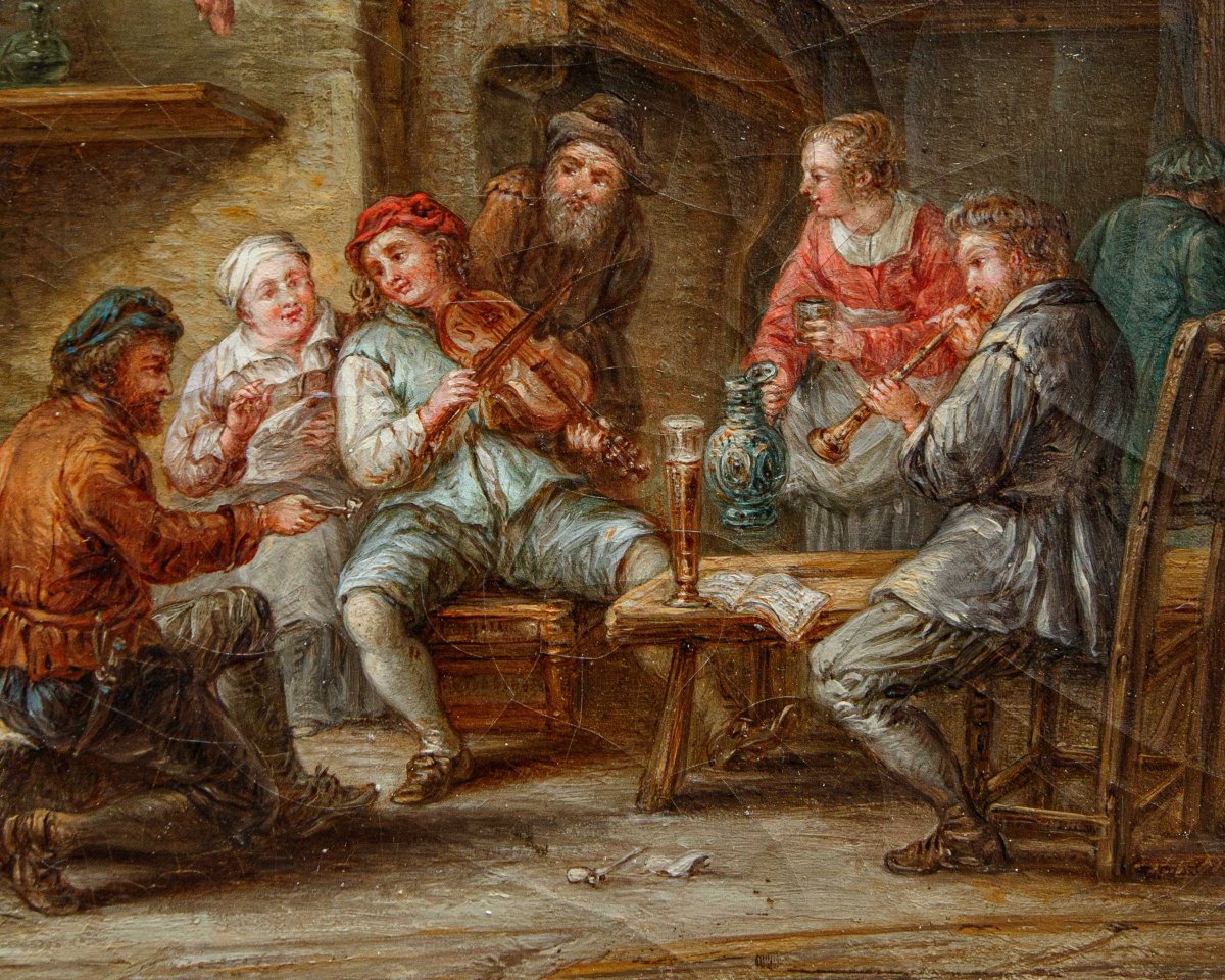 Seguace di Egbert van Heemskerck (Haarlem, 1634 – Londra, 1704), Concerto in osteria-photo-2