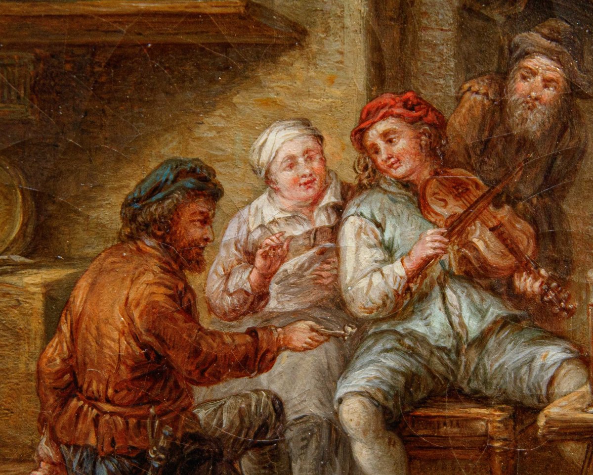 Seguace di Egbert van Heemskerck (Haarlem, 1634 – Londra, 1704), Concerto in osteria-photo-5