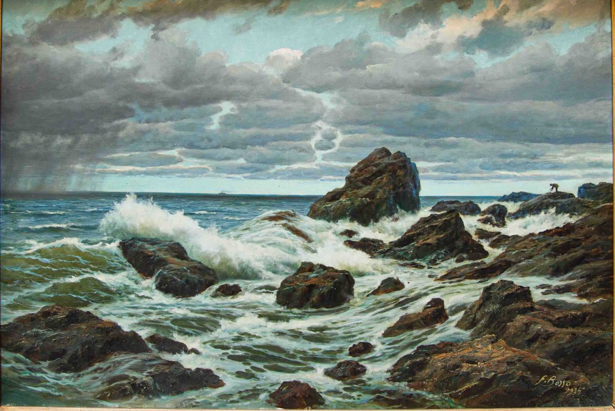 Francesco Bosso (Vercelli, 1864 -  Torino, 1933), Mareggiata-photo-3