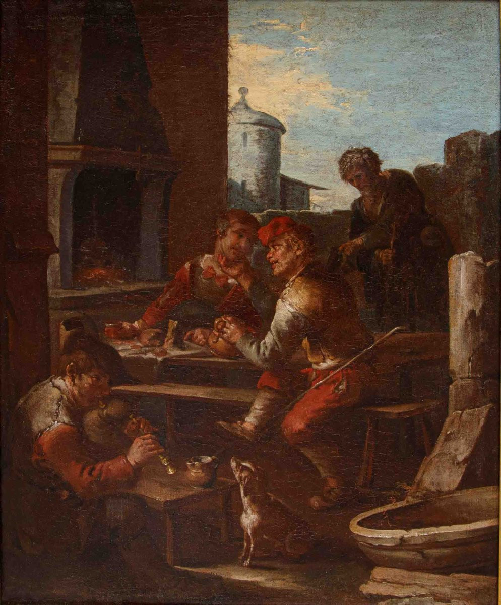 Giacomo Francesco Cipper, detto il Todeschini, Scena di osteria con suonatore di zampogna-photo-3