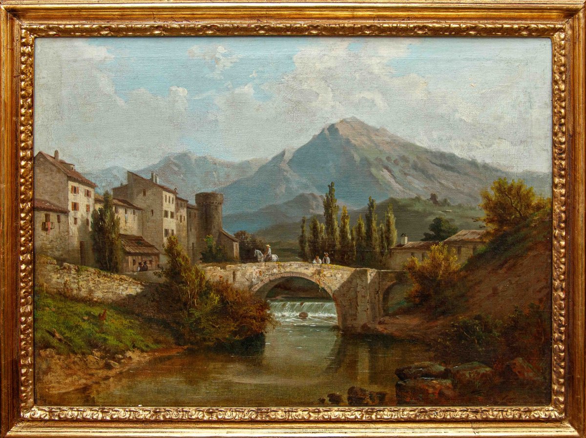 Costantino Rosa (Bergamo, 1803 – 1878), Coppia di paesaggi montani-photo-2