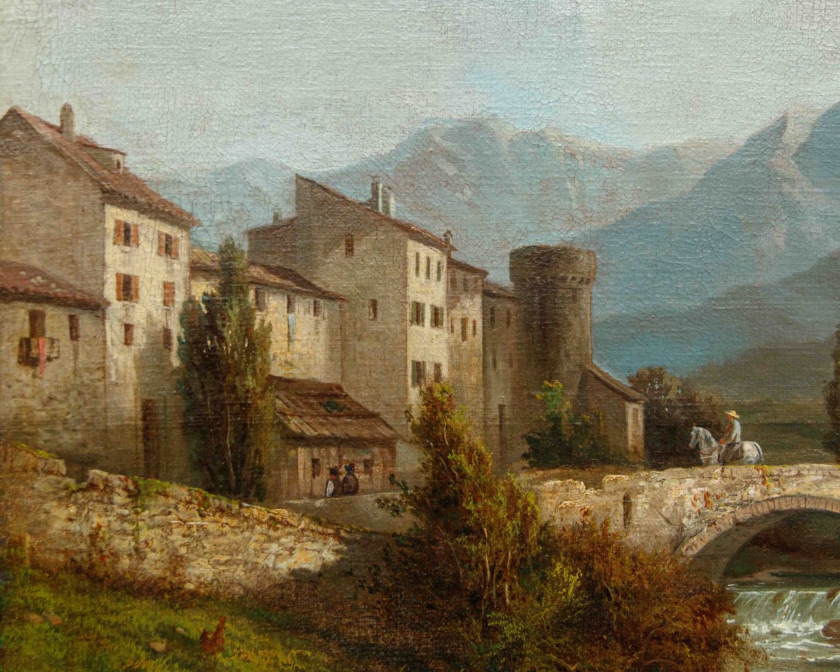 Costantino Rosa (Bergamo, 1803 – 1878), Coppia di paesaggi montani-photo-3
