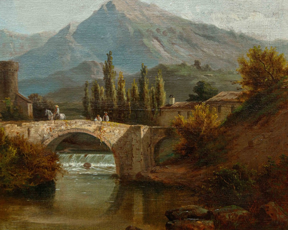 Costantino Rosa (Bergamo, 1803 – 1878), Coppia di paesaggi montani-photo-4