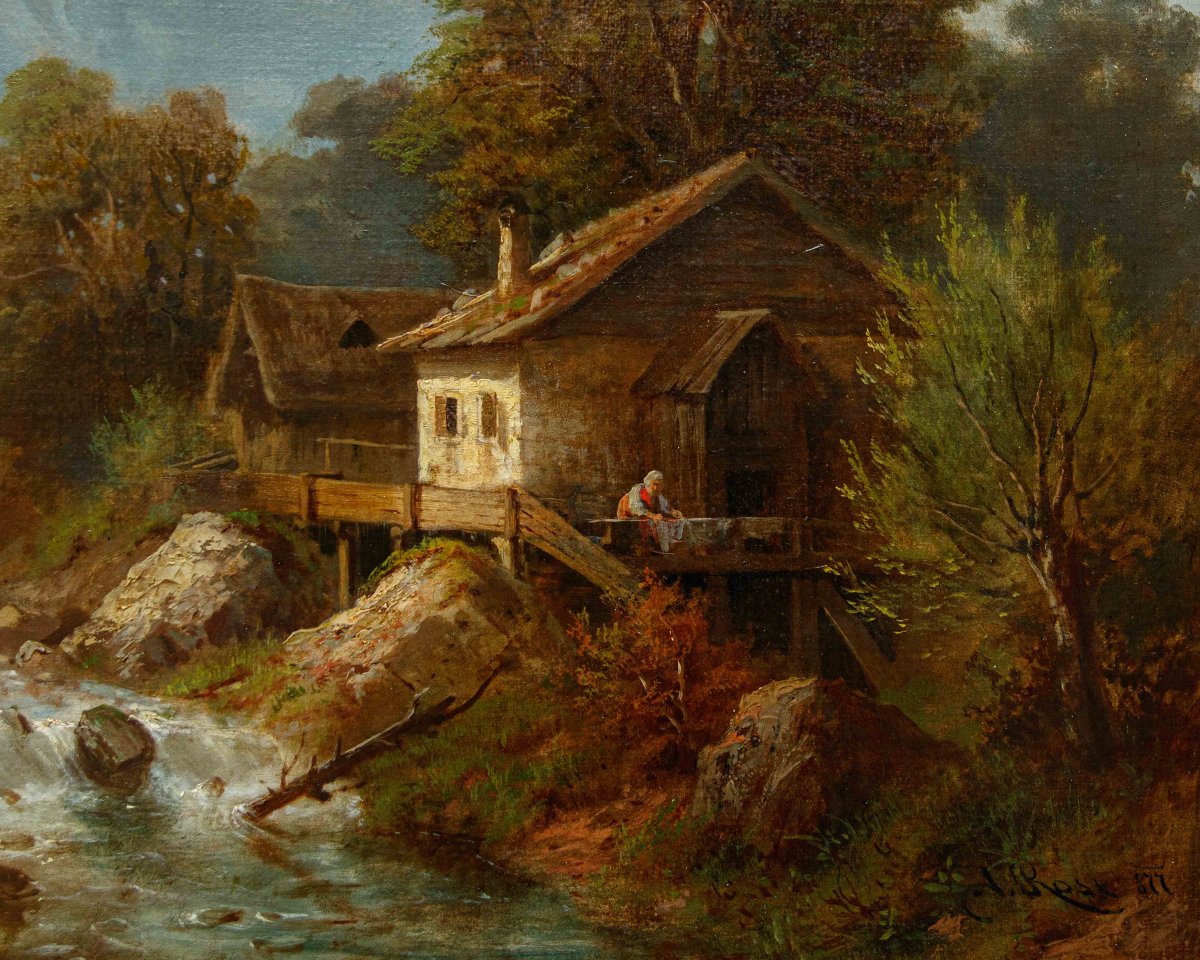 Costantino Rosa (Bergamo, 1803 – 1878), Coppia di paesaggi montani-photo-6