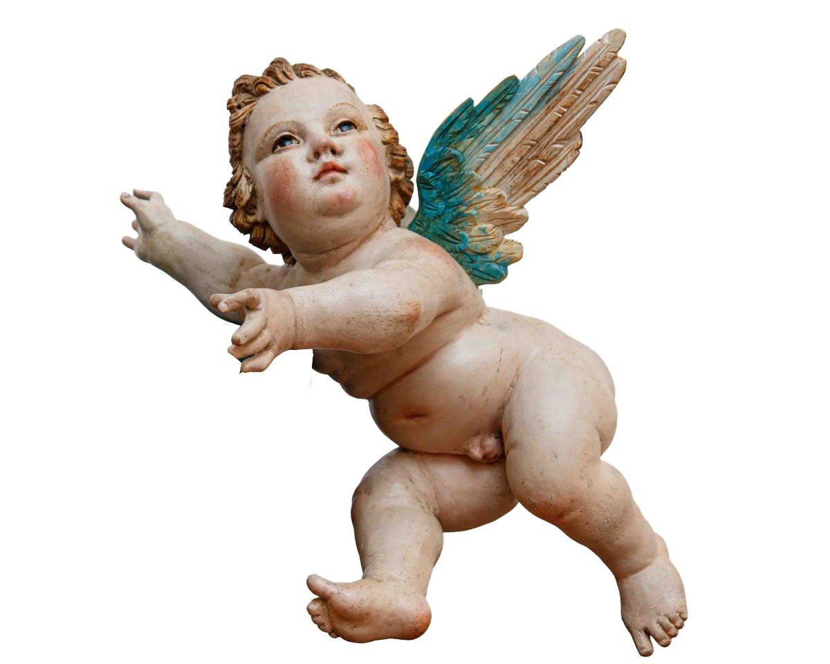 Fine XVIII secolo - Inizio XIX secolo, Coppia di angeli in volo-photo-3