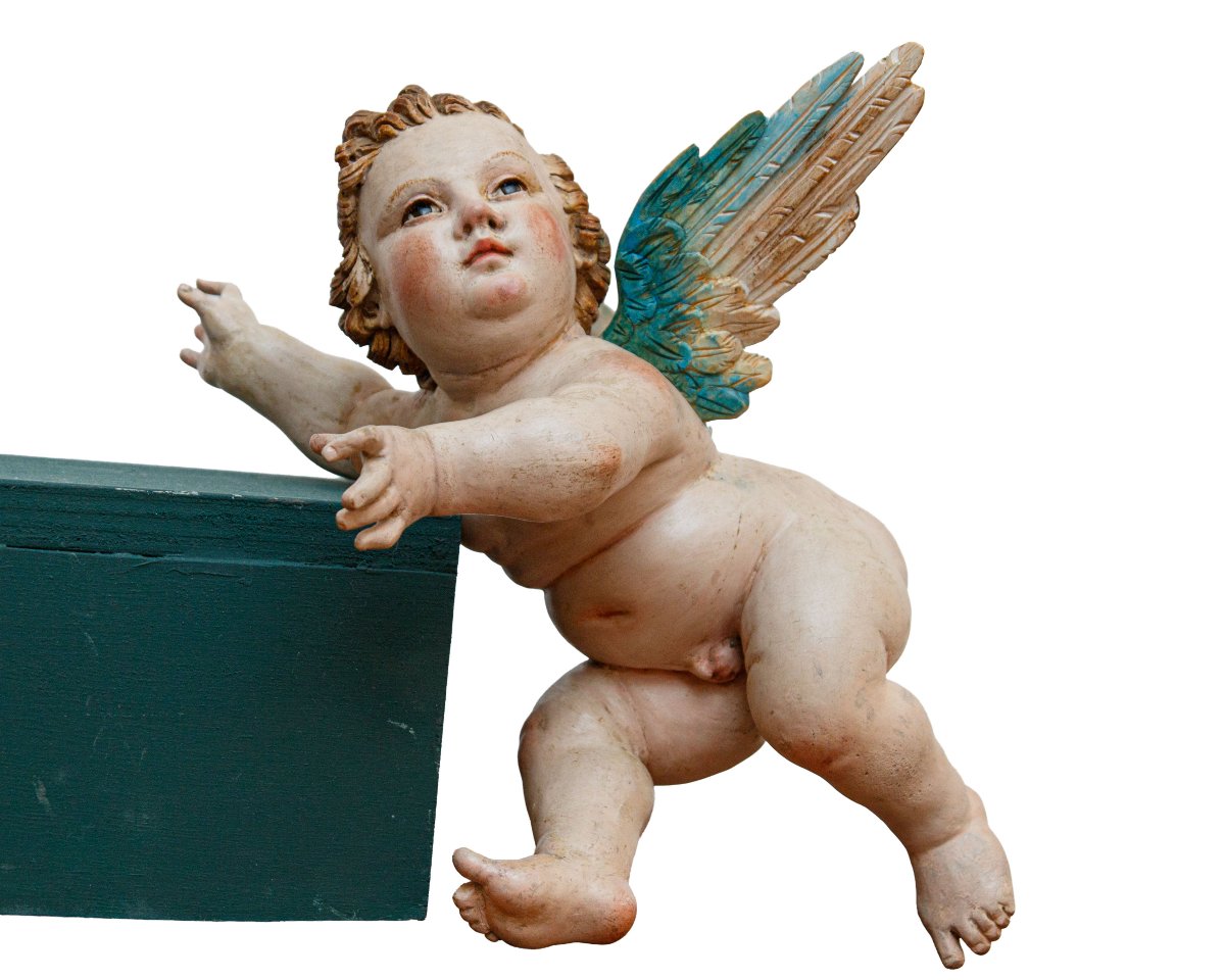 Fine XVIII secolo - Inizio XIX secolo, Coppia di angeli in volo-photo-1