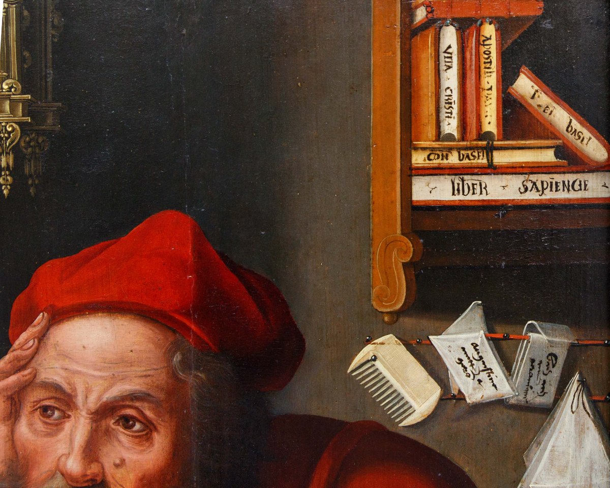 Bottega di Marinus van Reymerswaele (Reimerswaal, 1490 ca.– 1546), San Girolamo nello studio-photo-4