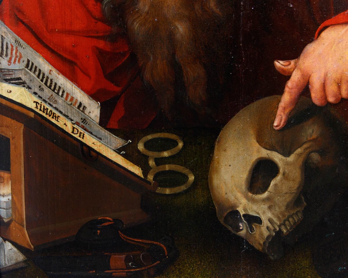 Bottega di Marinus van Reymerswaele (Reimerswaal, 1490 ca.– 1546), San Girolamo nello studio-photo-7