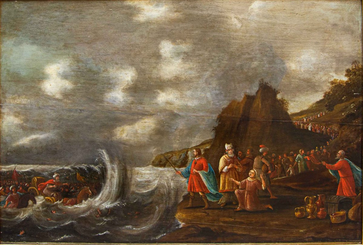 Bottega di Frans Francken il Giovane (Anversa, 1581-1642), La caduta degli egizi nel Mar Rosso-photo-3