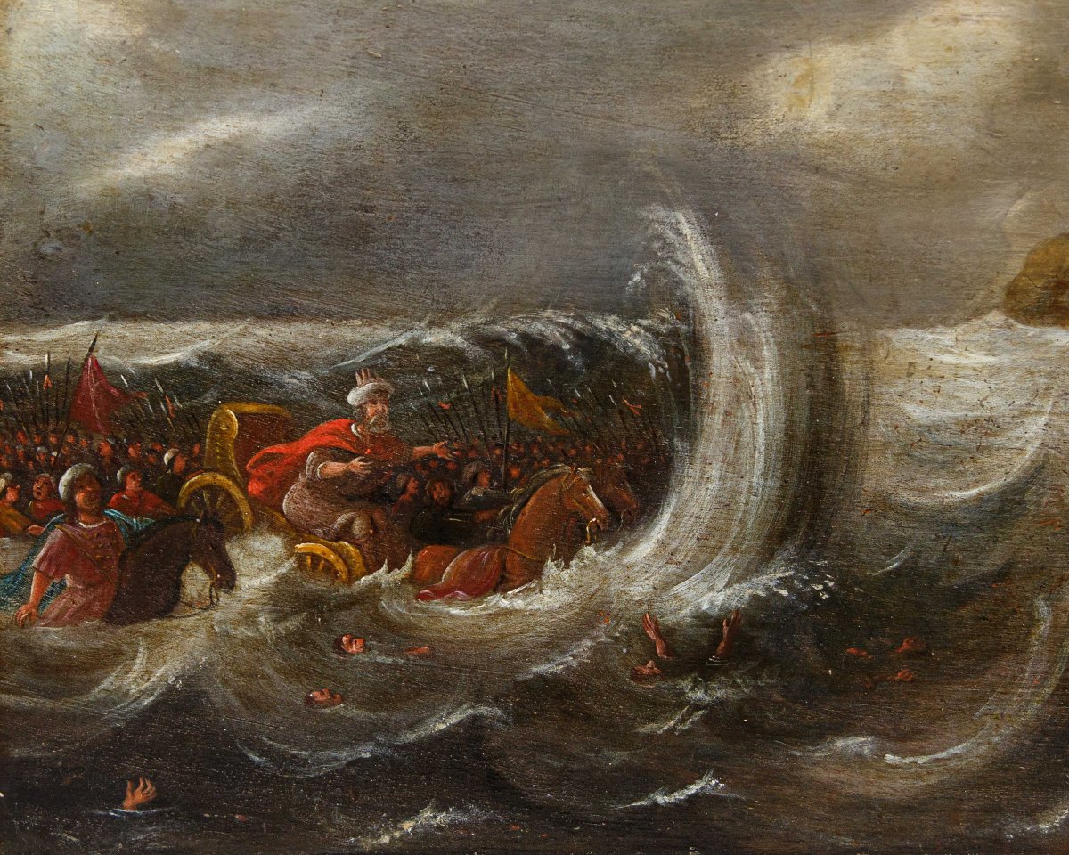 Bottega di Frans Francken il Giovane (Anversa, 1581-1642), La caduta degli egizi nel Mar Rosso-photo-1