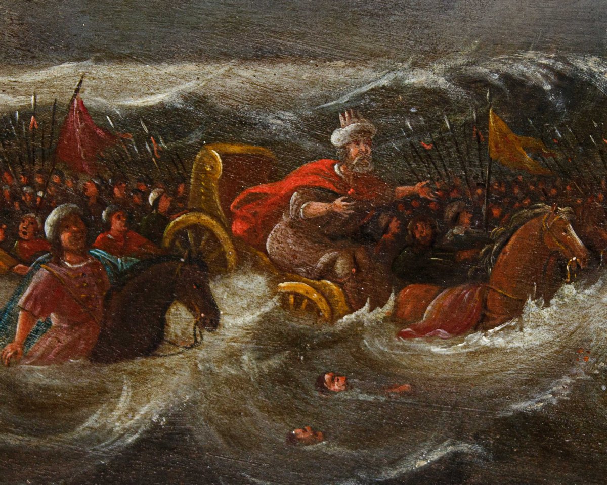 Bottega di Frans Francken il Giovane (Anversa, 1581-1642), La caduta degli egizi nel Mar Rosso-photo-5