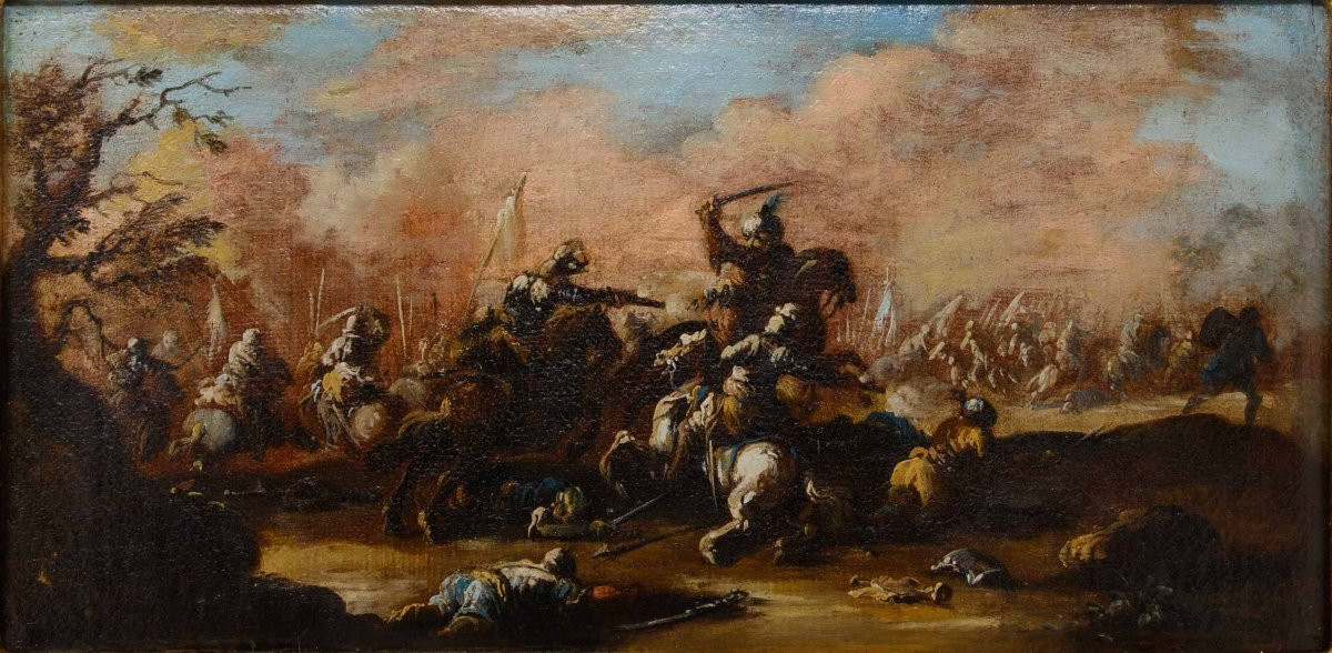 Francesco Graziani (attivo a Napoli tra il XVII secolo e il XVIII secolo), Scene di battaglia-photo-2