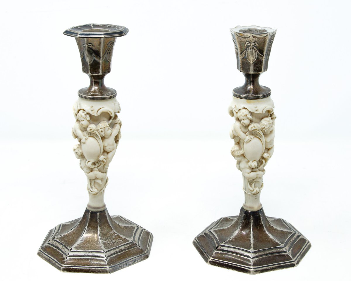 Joseph Rodgers & Sons, Sheffield (UK), 1923, Candelieri con putti alati-photo-2