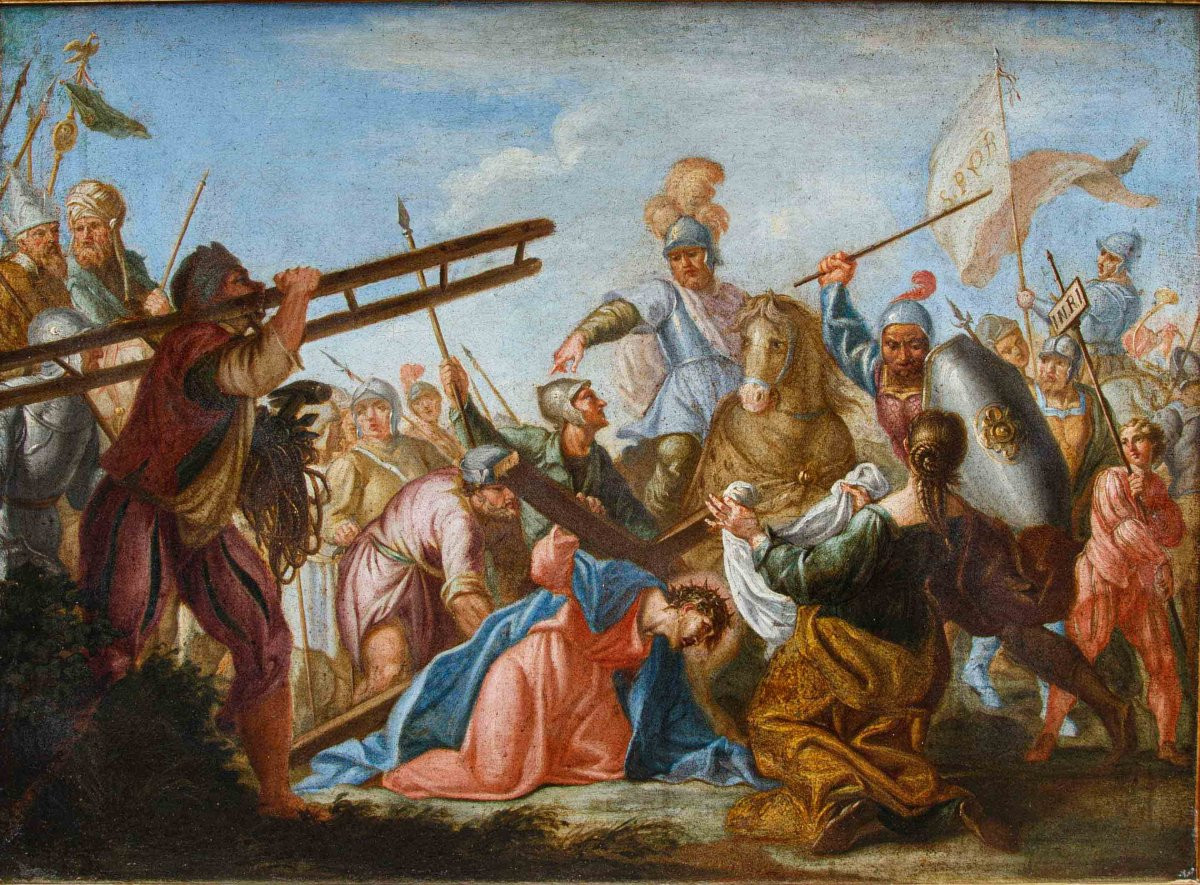 Scuola veneta del XVIII secolo, Cristo incontra Veronica durante la salita al Calvario-photo-3