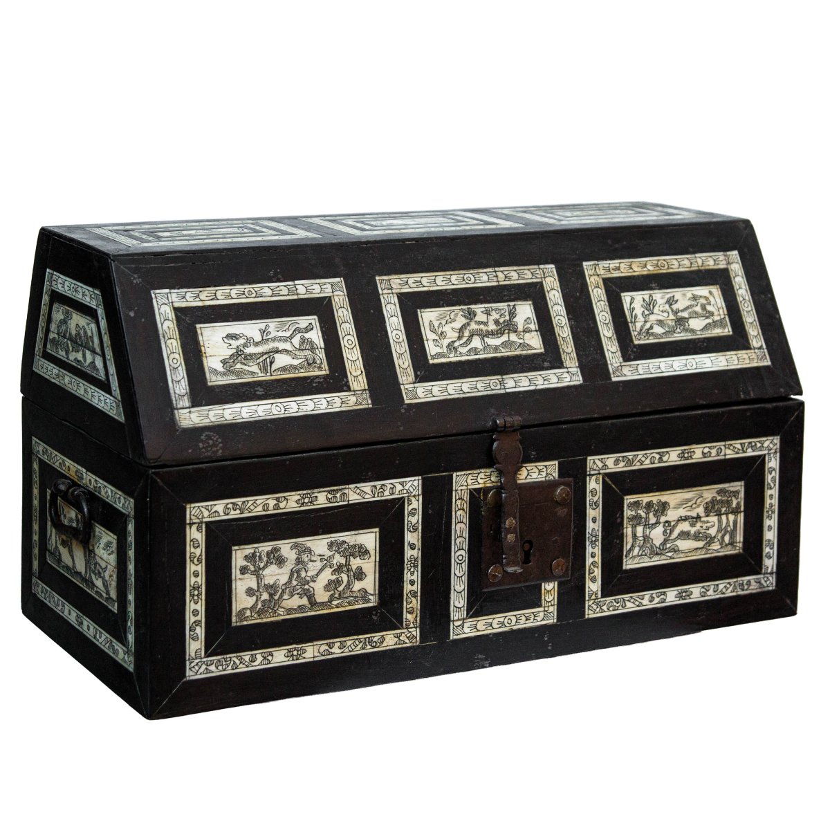 XVIII secolo, Cofanetto con scene di caccia-photo-3