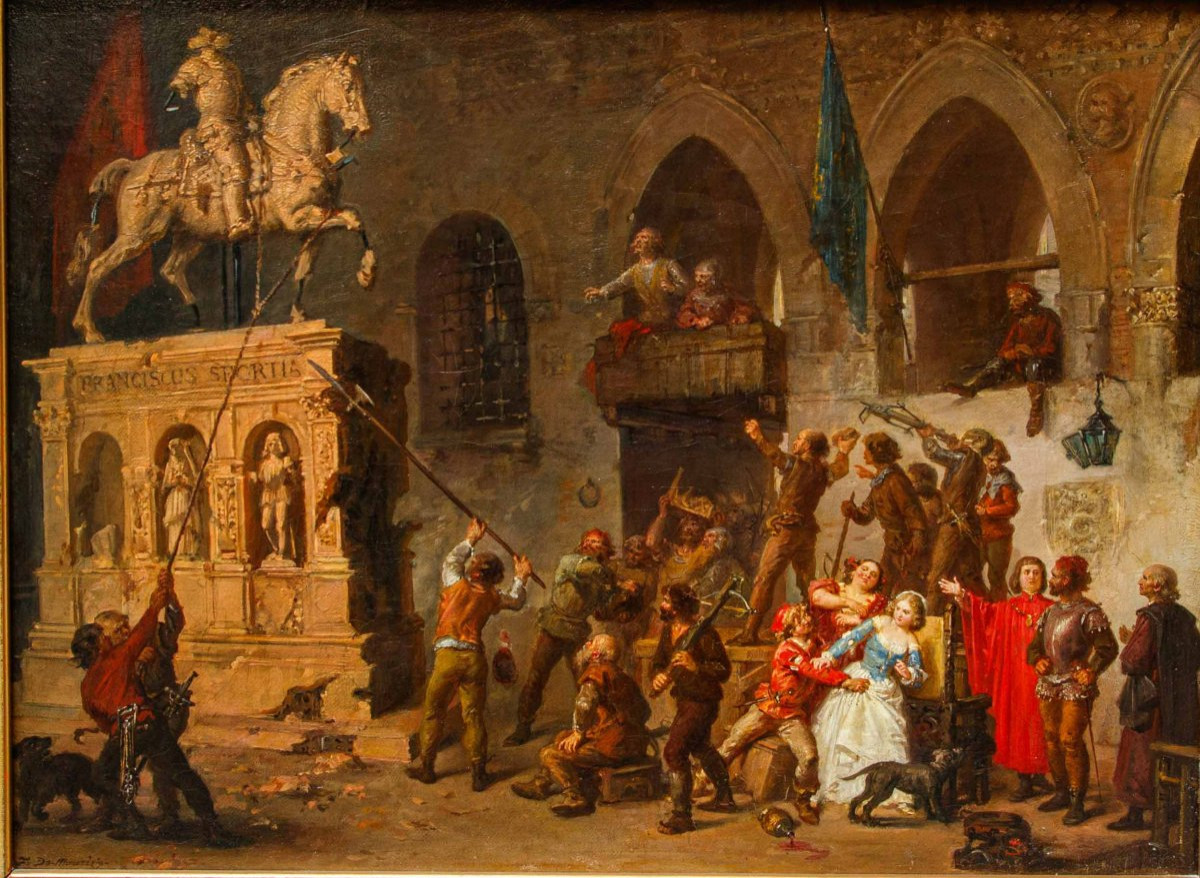 Felice De Maurizio (1810 - 1890), Distruzione della Statua equestre di Francesco Sforza-photo-3