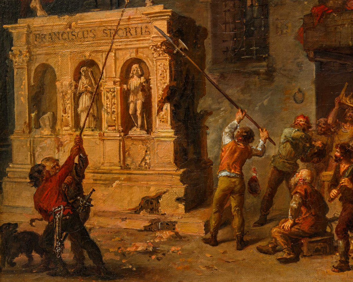 Felice De Maurizio (1810 - 1890), Distruzione della Statua equestre di Francesco Sforza-photo-1