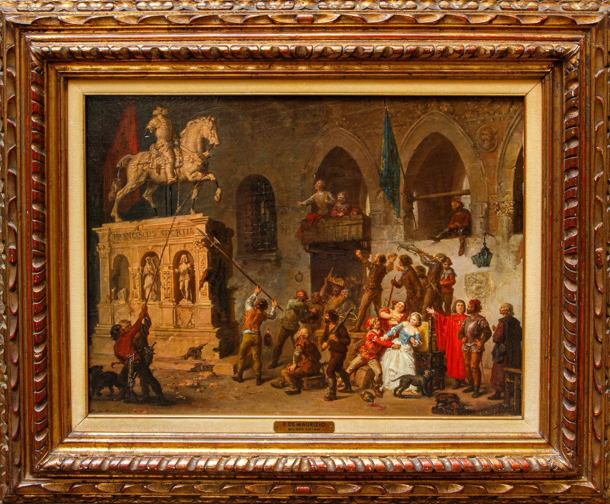 Felice De Maurizio (1810 - 1890), Distruzione della Statua equestre di Francesco Sforza