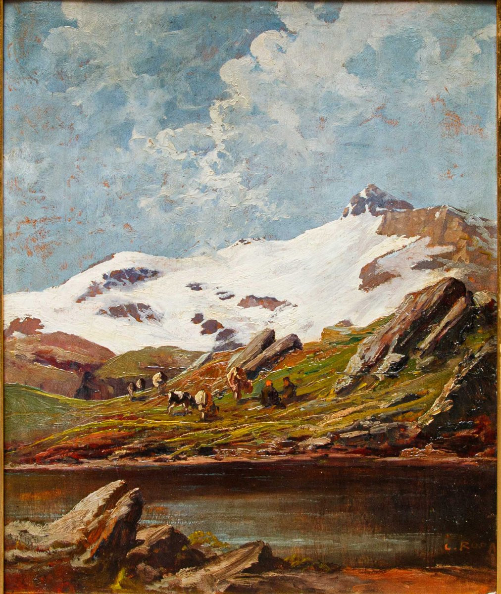 Leonardo Roda (Racconigi, 1868 – Torino, 1933), Paesaggio montano-photo-3