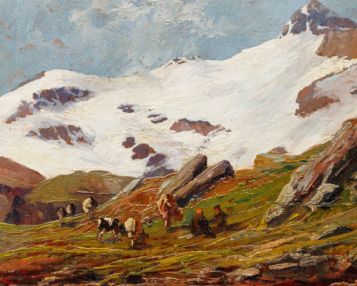 Leonardo Roda (Racconigi, 1868 – Torino, 1933), Paesaggio montano-photo-1