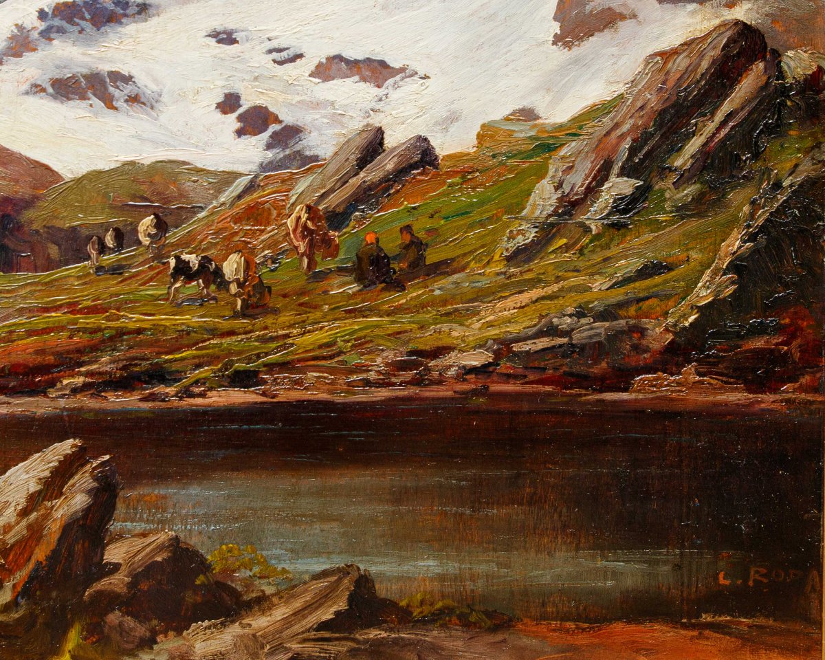 Leonardo Roda (Racconigi, 1868 – Torino, 1933), Paesaggio montano-photo-6
