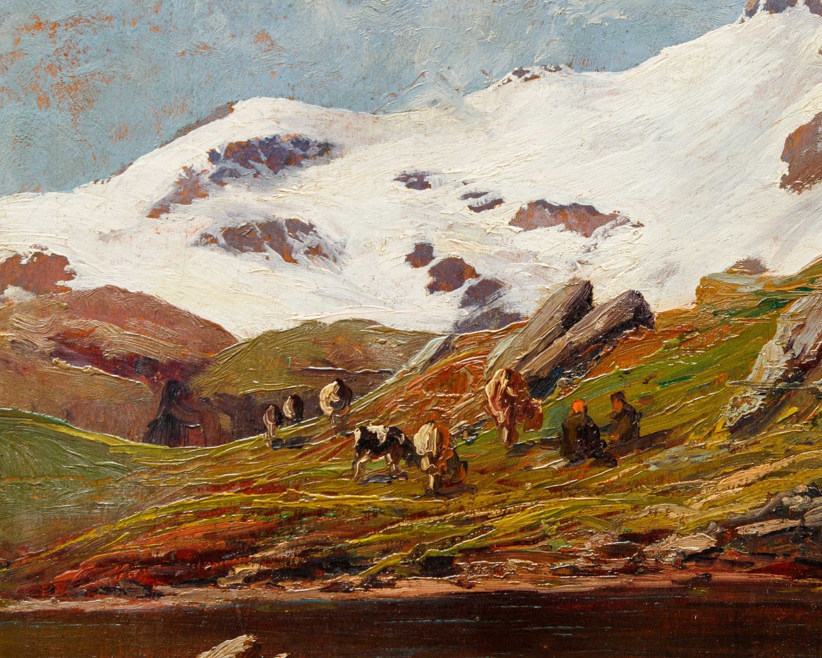 Leonardo Roda (Racconigi, 1868 – Torino, 1933), Paesaggio montano-photo-7