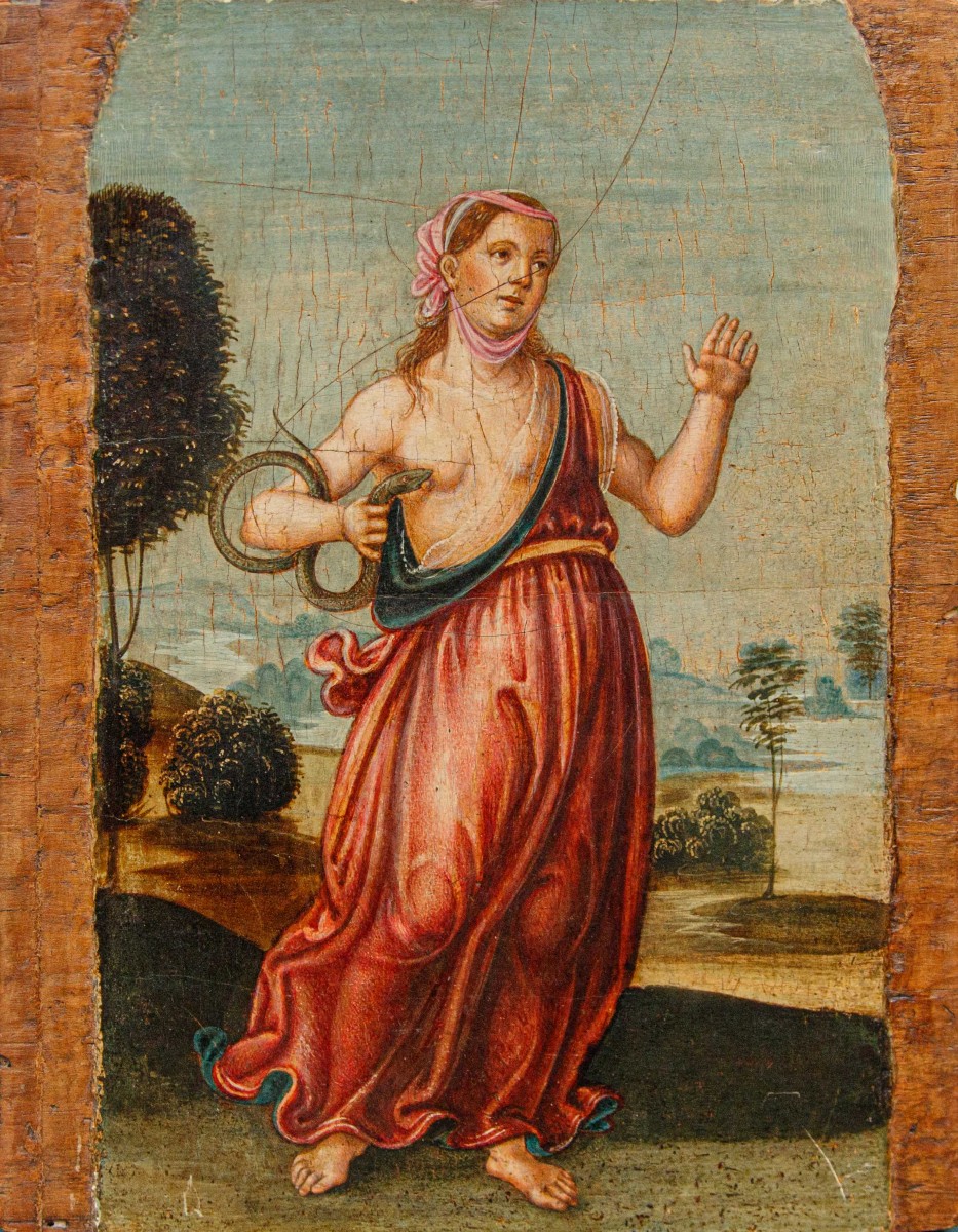 Scuola toscana, fine del XV secolo - inizio del XVI secolo, Cleopatra e l’aspide