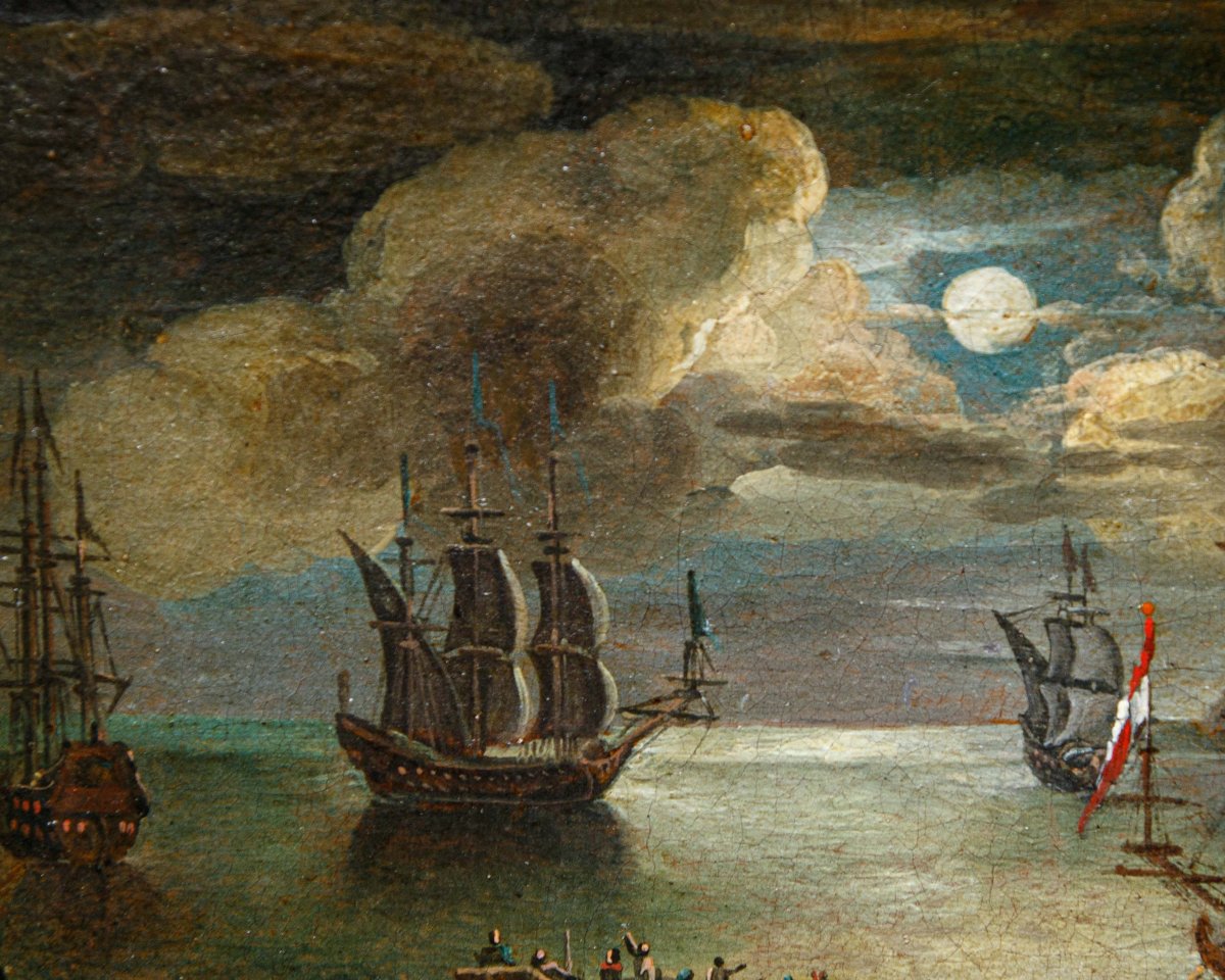 Scuola veneta del XVIII secolo, Marina con pescatori all’alba-photo-3
