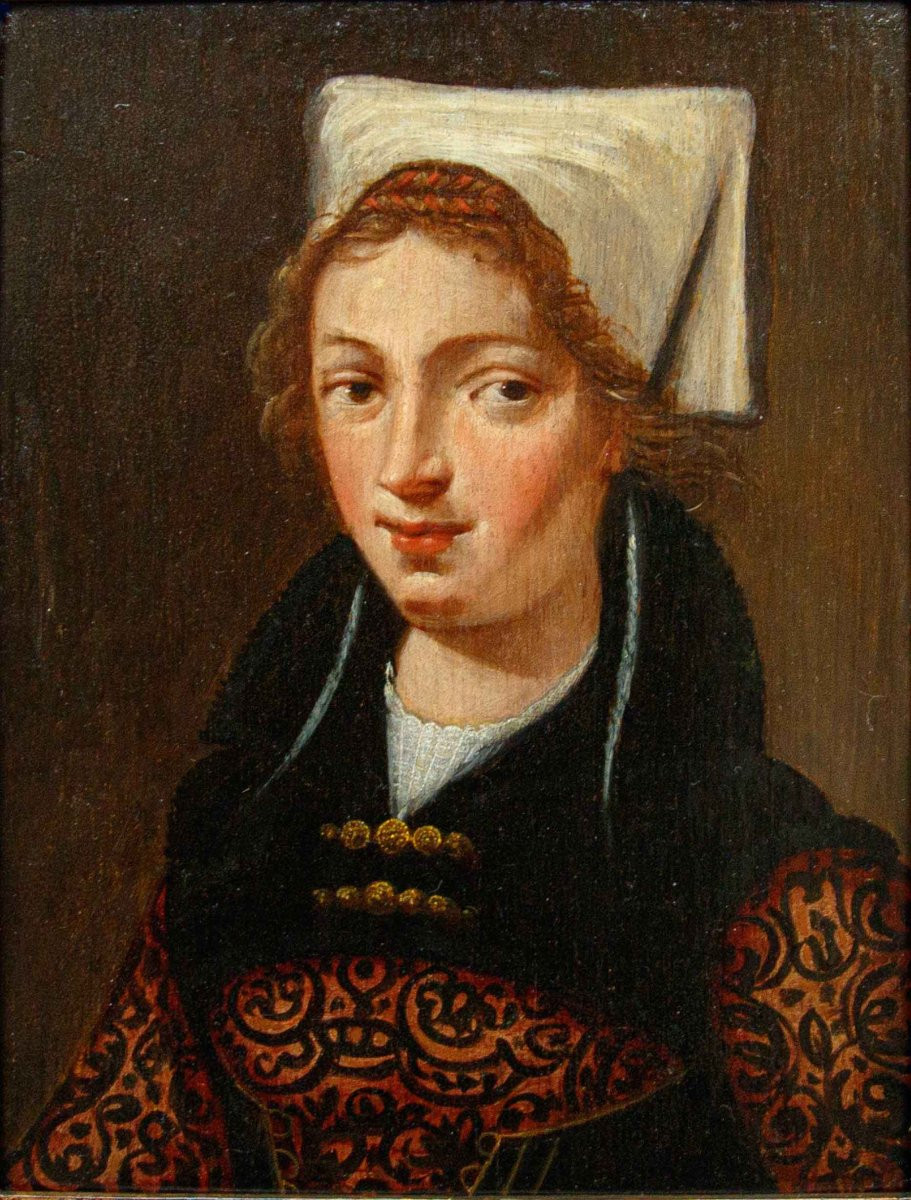 Scuola tedesco-fiamminga del XVII secolo, Ritratto di giovane donna-photo-3