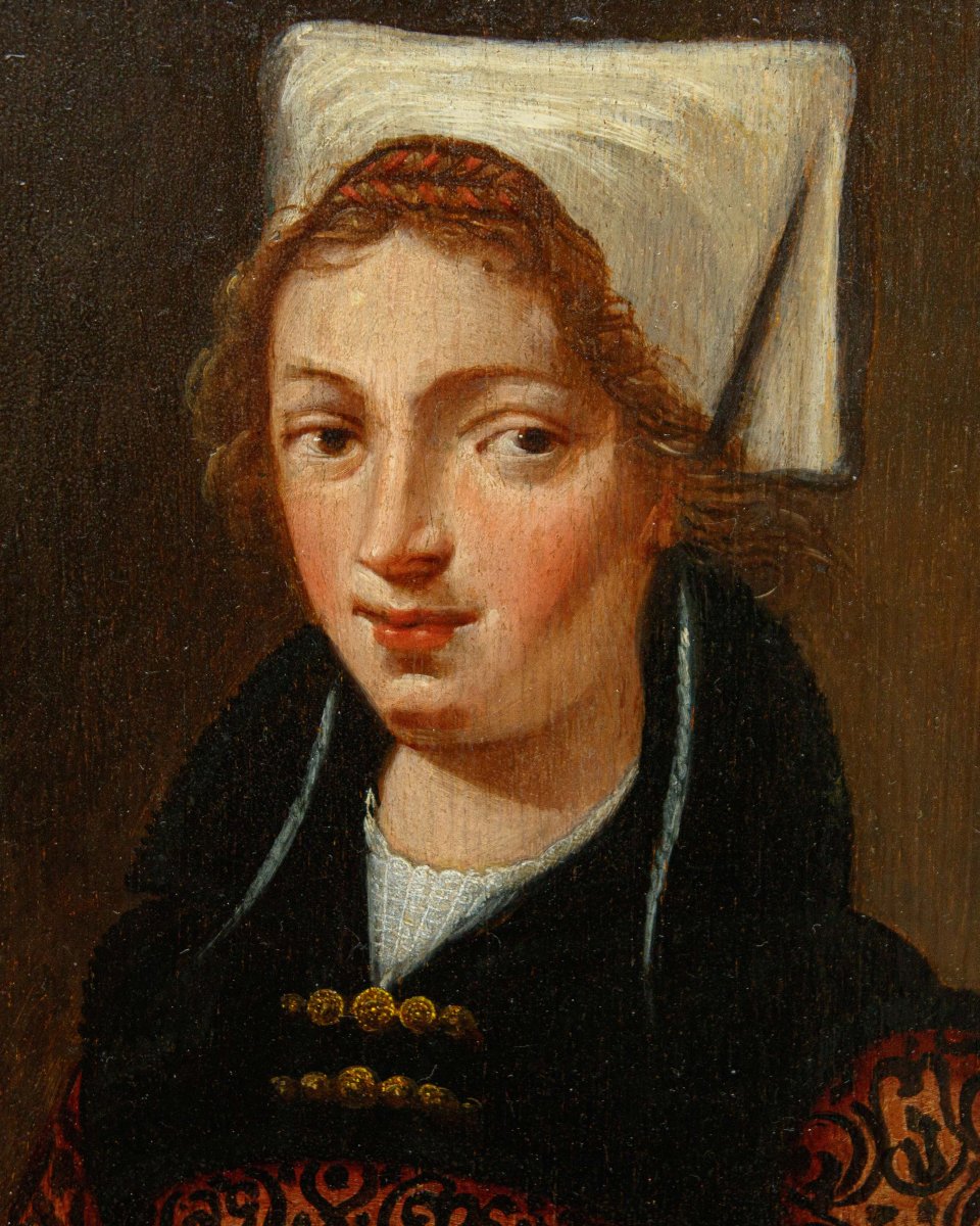 Scuola tedesco-fiamminga del XVII secolo, Ritratto di giovane donna-photo-2