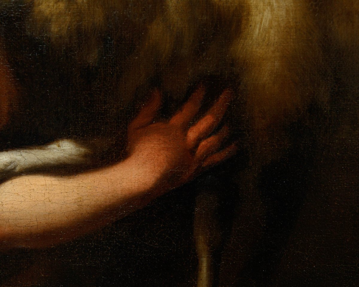 Seguace di Bartolomé Esteban Murillo (Siviglia, 1617 - 1682), San Giovannino con l’agnello-photo-8