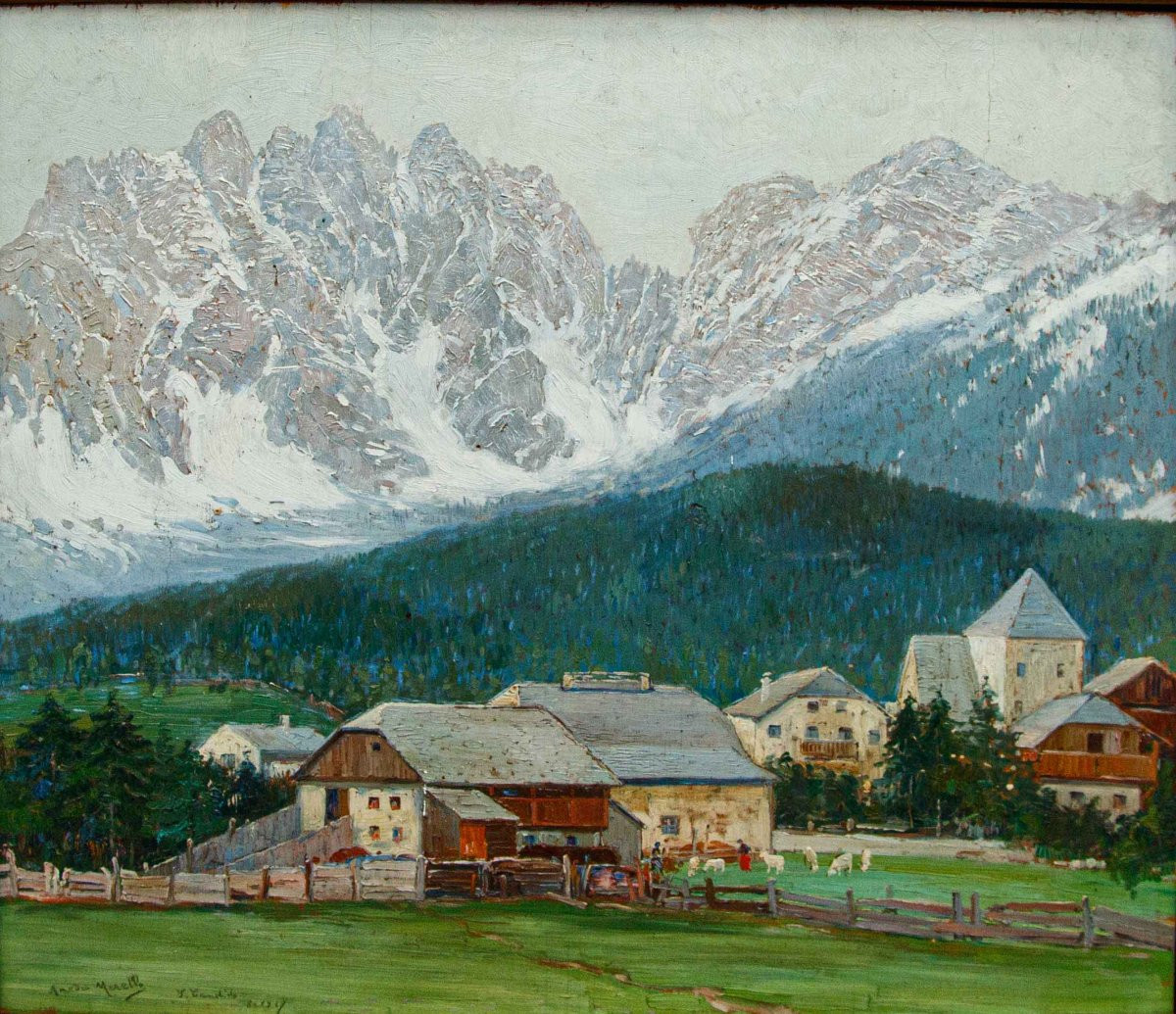 Amedeo Merello (Genova, 1890 – Fumeri, 1979), Prime nevi sulle Dolomiti di San Candido-photo-4