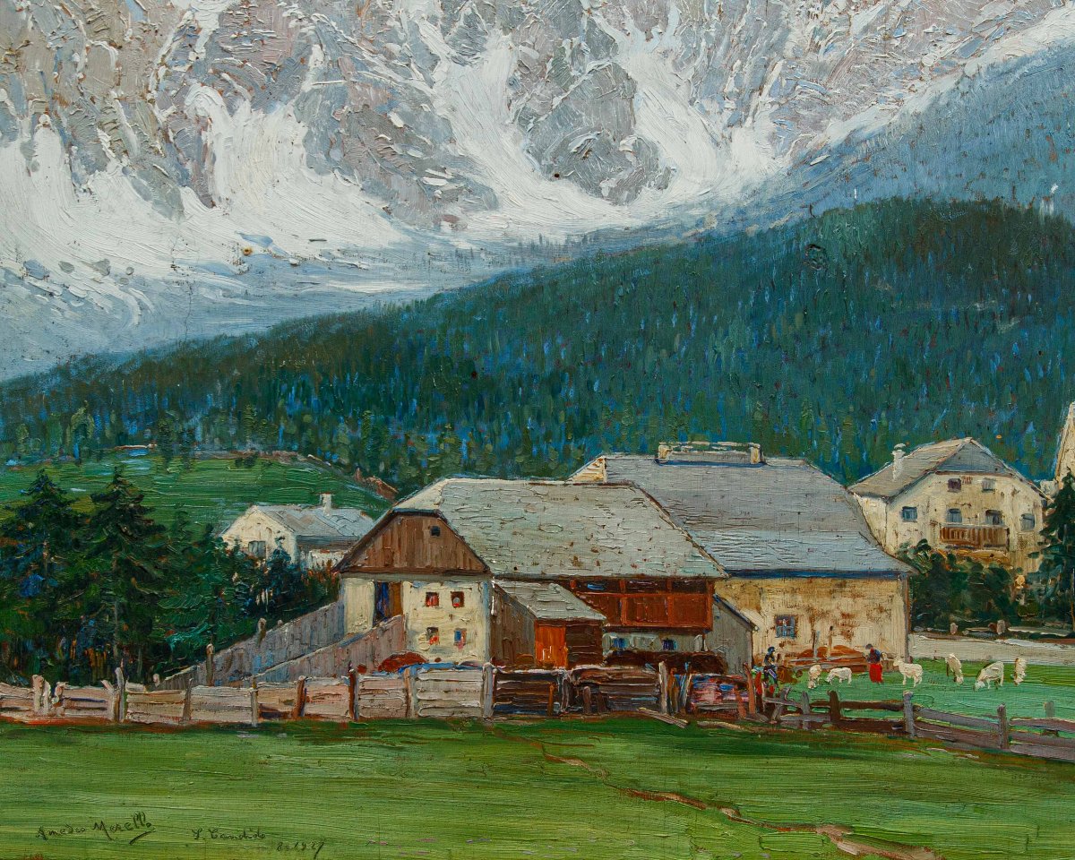 Amedeo Merello (Genova, 1890 – Fumeri, 1979), Prime nevi sulle Dolomiti di San Candido-photo-2