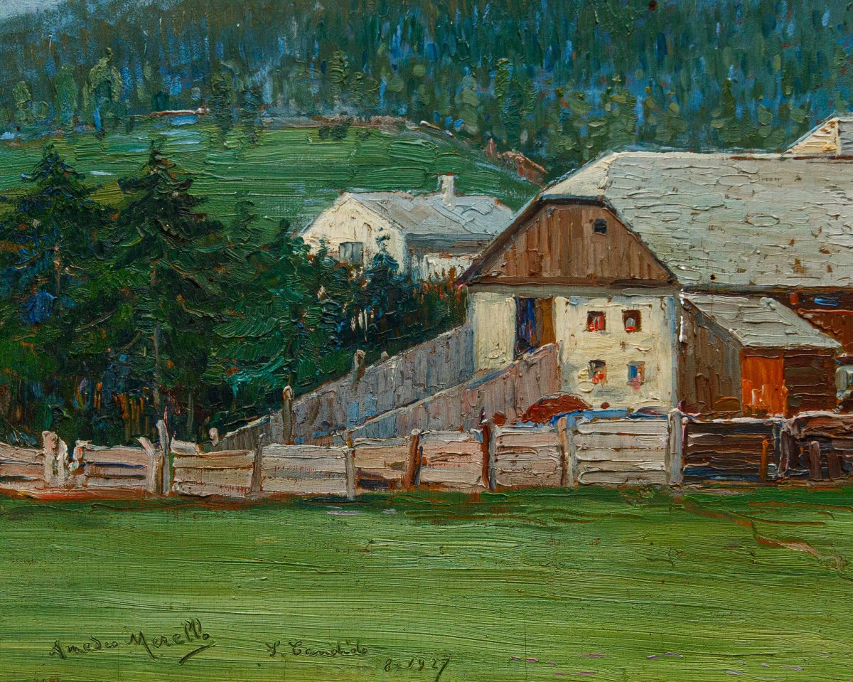 Amedeo Merello (Genova, 1890 – Fumeri, 1979), Prime nevi sulle Dolomiti di San Candido-photo-3