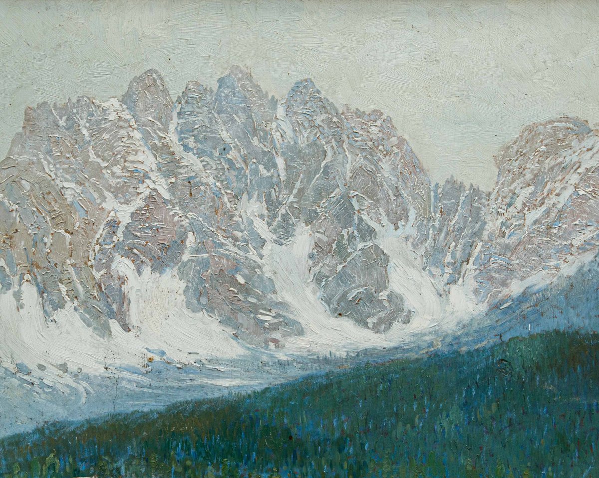 Amedeo Merello (Genova, 1890 – Fumeri, 1979), Prime nevi sulle Dolomiti di San Candido-photo-5