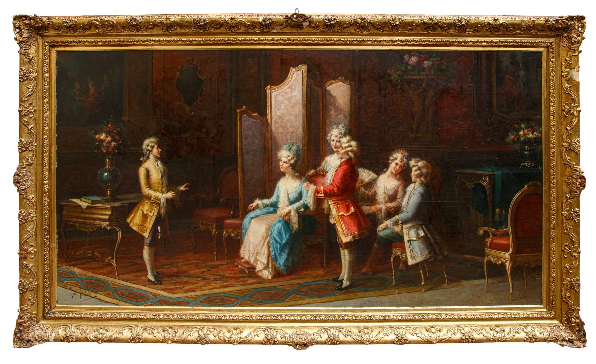 Nazzareno Sidoli (Rossoreggio (PC), 1879 – Piacenza, 1969) Recita nel salotto rococò