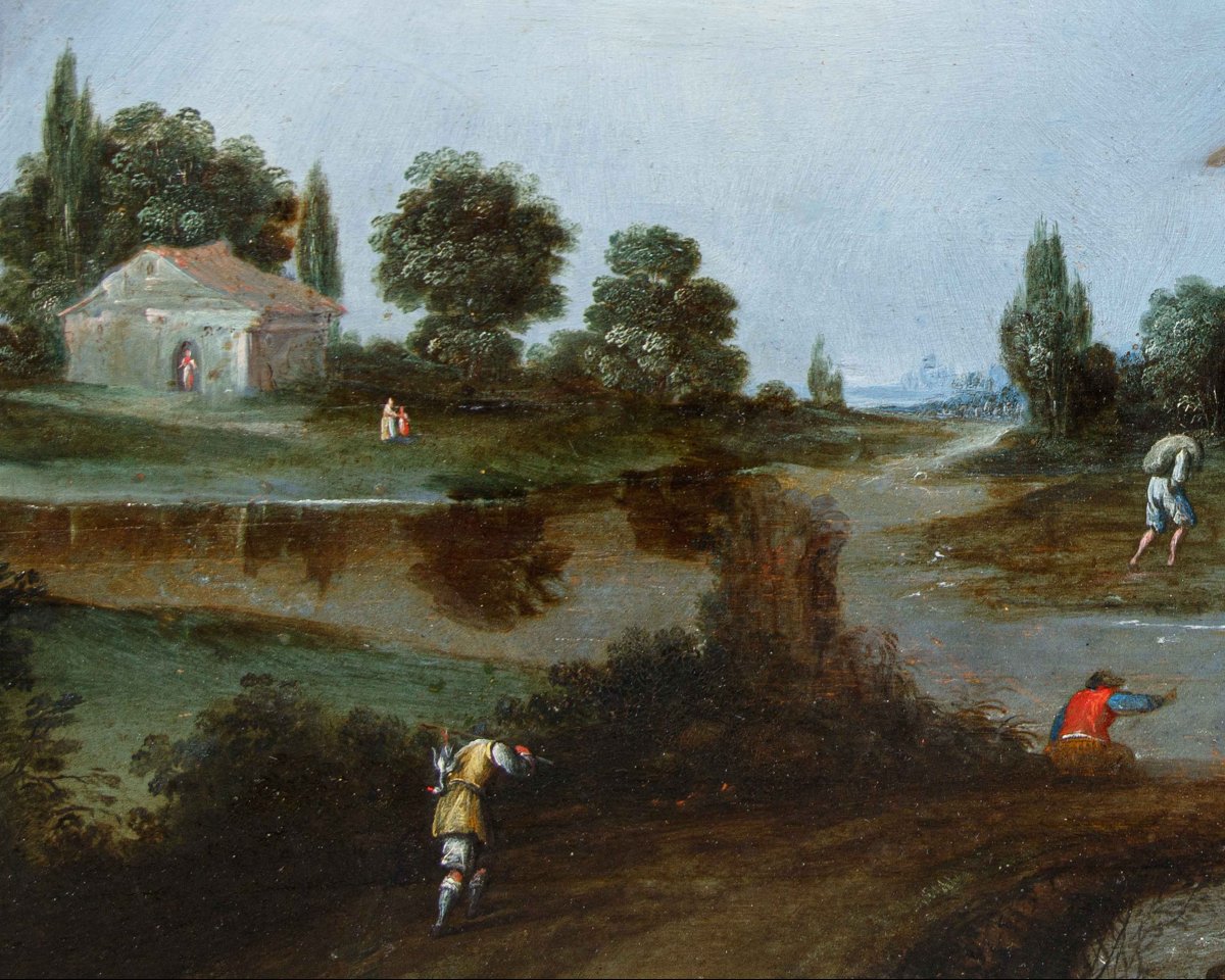 Carlo Antonio Procaccini (1571 – 1628), Tobiolo e l’angelo in un paesaggio fluviale-photo-2