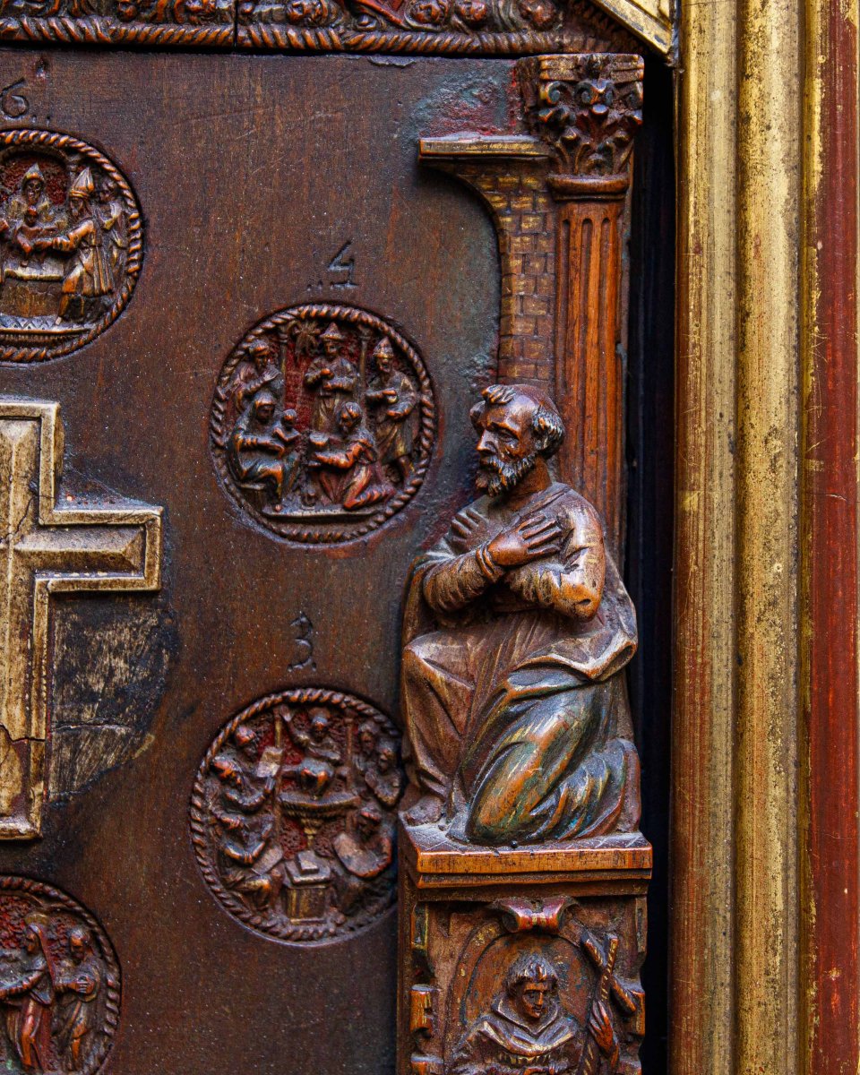 XIX Secolo, Pannello devozionale con scene religiose-photo-2
